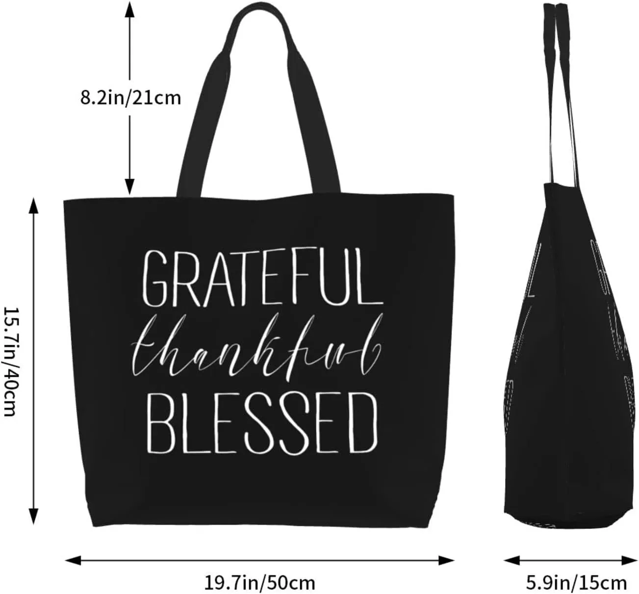 Grateful Thankful Blessed Women'S Lightweight Canvas Handbag Reusable Shopping Bag