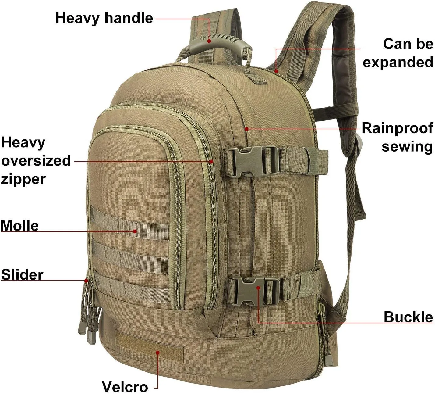 Greencity Laptop Backpacks Tactical 3 Day Expandable Bug Out Bag Classic Case Travel Hiking，Green
