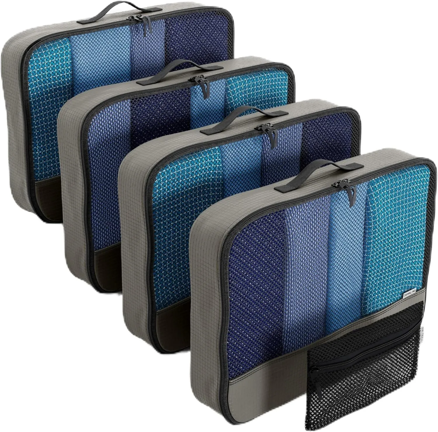 Grey packing cubes for suitcases. Travel storage organiser bags 5 pcs