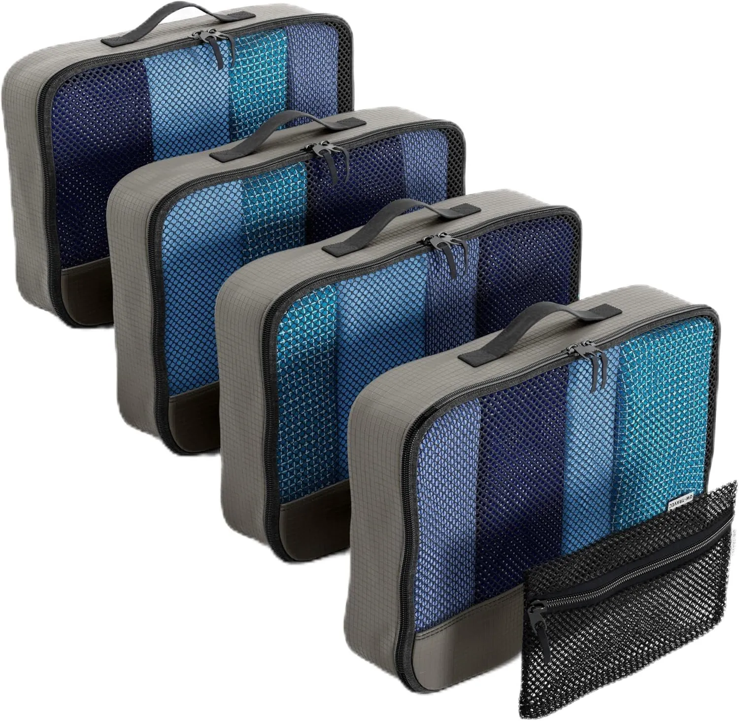 Grey packing cubes for suitcases. Travel storage organiser bags 5 pcs