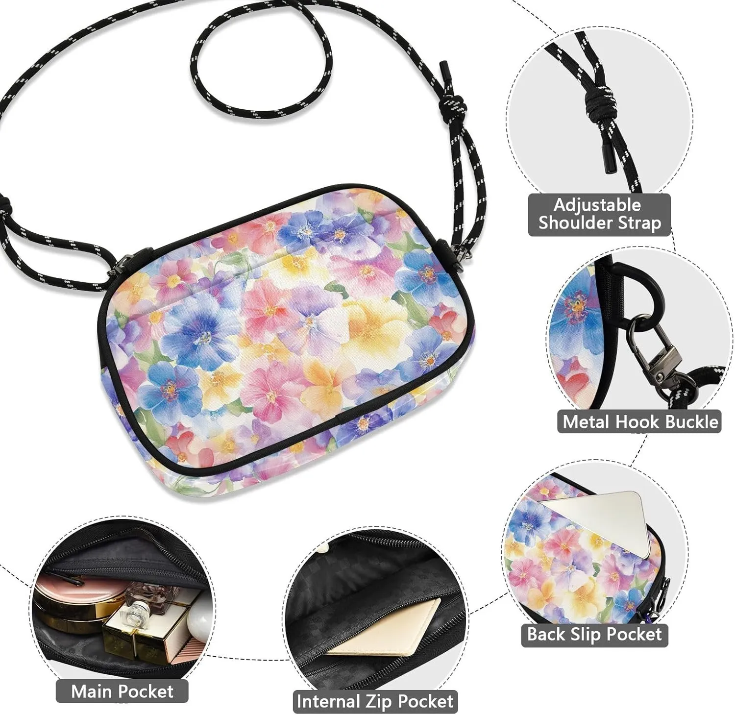 GuoChe Crossbody Wallet Purse Men Fashion with Adjustable Strap Small Handbags Walk dog
