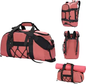 Gym Bag for Women and Men Duffle Bags for Travel with Shoe Compartment Wet Pocket 3-in-1 Sports DuffleBag Weekender OvernightBag Pink