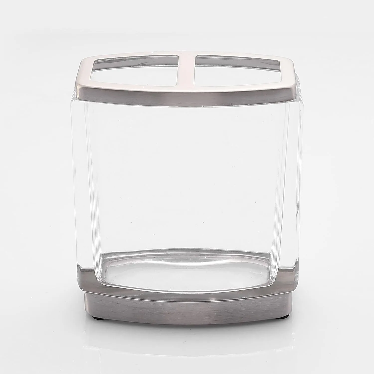 H Halston Heavy Weight Glass Toothbrush Holder, Organizer for Bathroom, Kitchen, Office, Home Storage