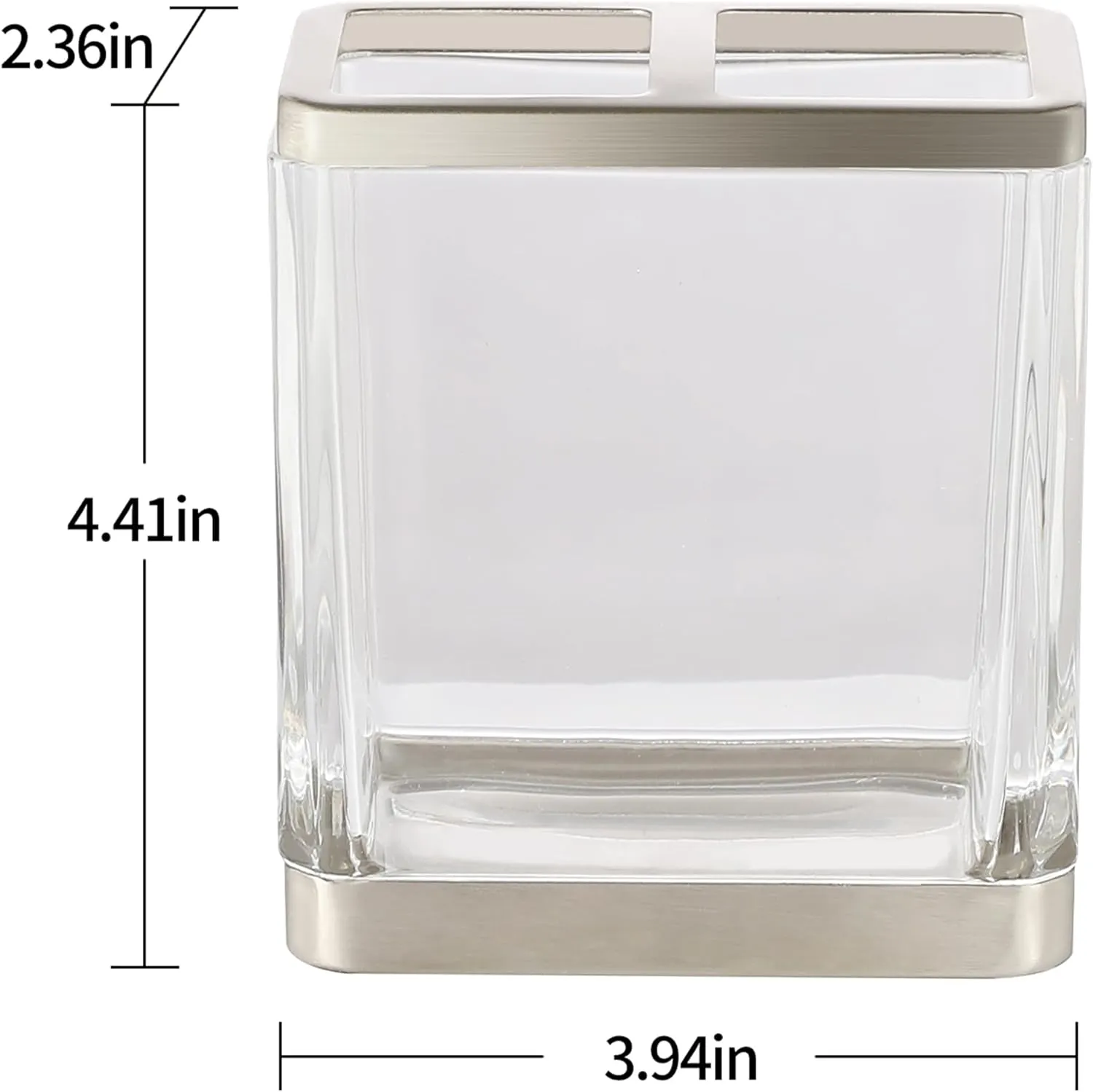 H Halston Heavy Weight Glass Toothbrush Holder, Organizer for Bathroom, Kitchen, Office, Home Storage