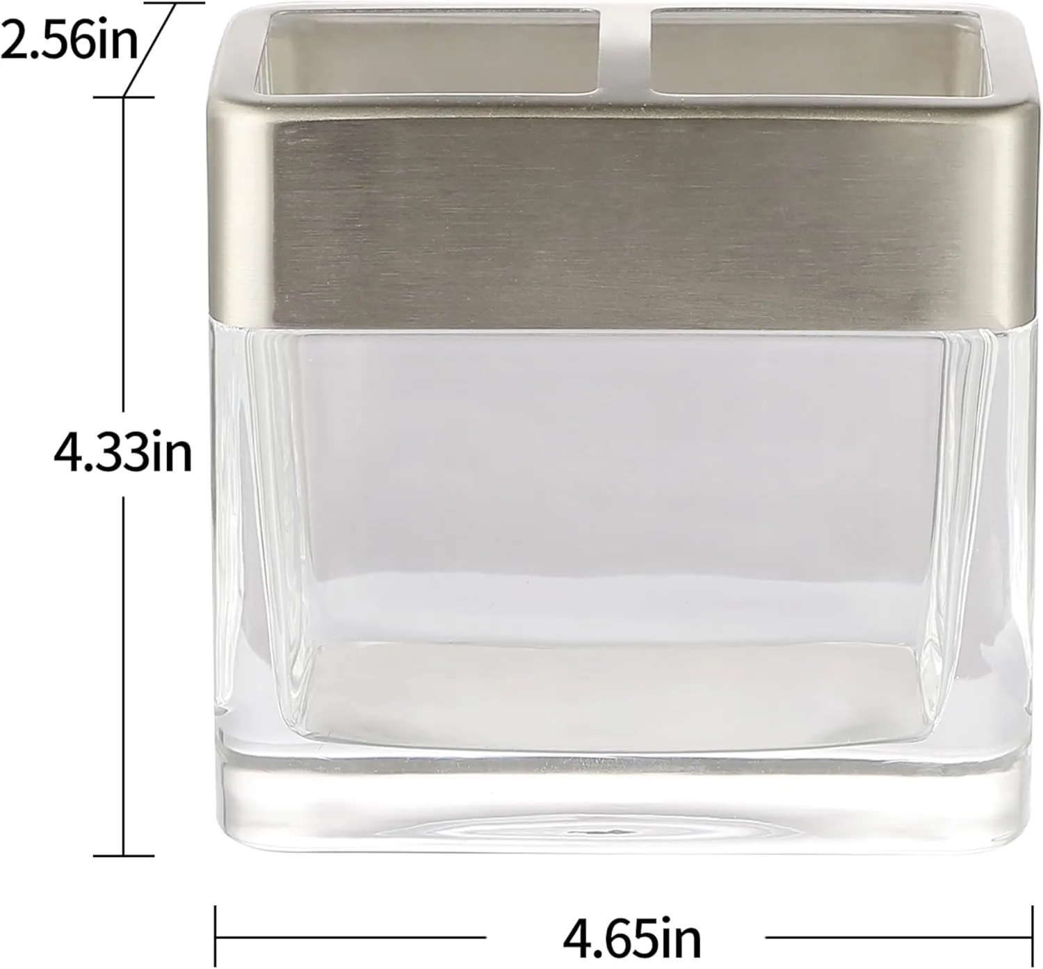 H Halston Heavy Weight Oversized Glass Toothbrush Holder, Large Enough for Electric toothbrushes, Organizer for Bathroom, Kitchen, Office, Home Storage