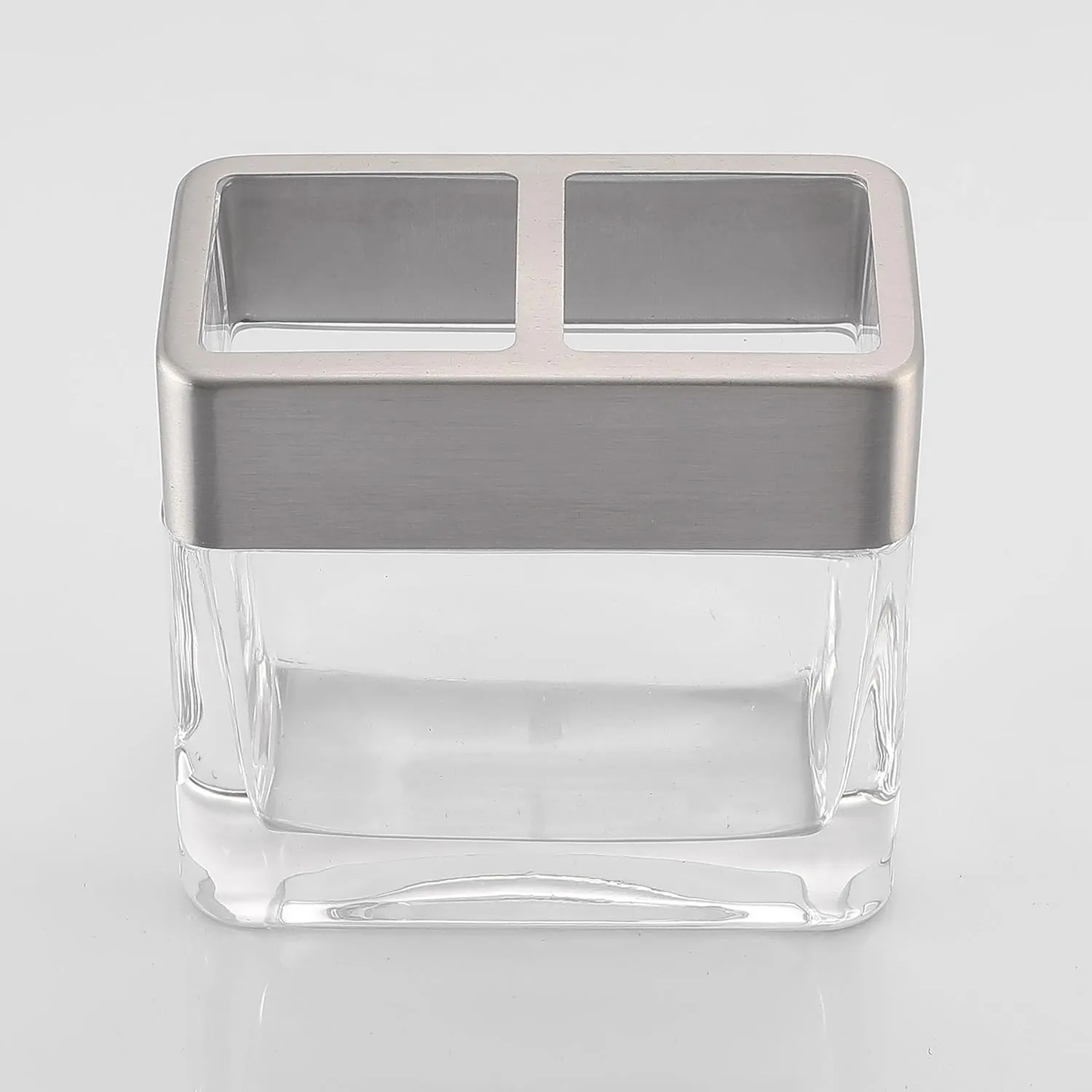 H Halston Heavy Weight Oversized Glass Toothbrush Holder, Large Enough for Electric toothbrushes, Organizer for Bathroom, Kitchen, Office, Home Storage