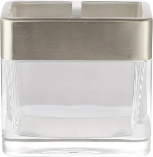 H Halston Heavy Weight Oversized Glass Toothbrush Holder, Large Enough for Electric toothbrushes, Organizer for Bathroom, Kitchen, Office, Home Storage