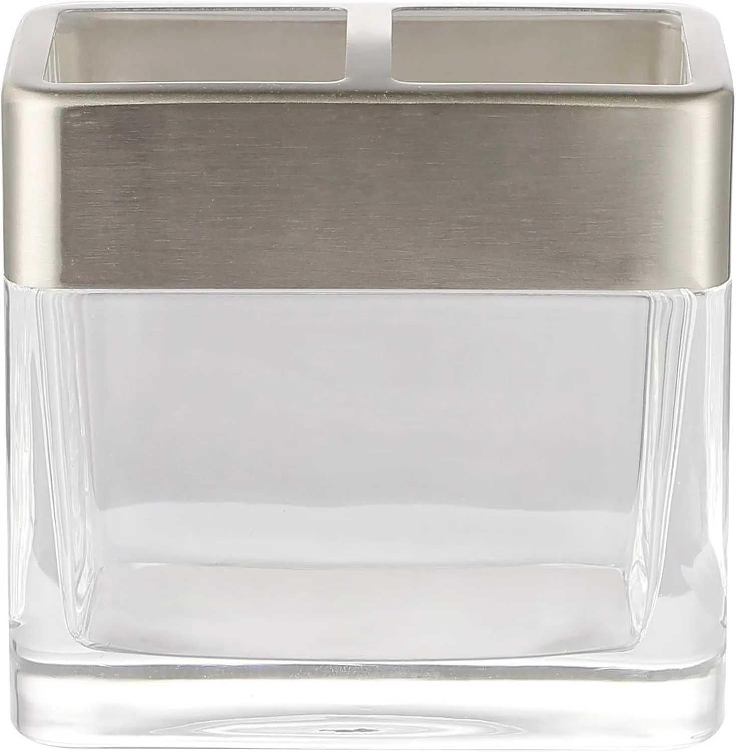 H Halston Heavy Weight Oversized Glass Toothbrush Holder, Large Enough for Electric toothbrushes, Organizer for Bathroom, Kitchen, Office, Home Storage