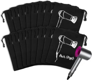 Hair Dryer Bags Bulk, Hairdryers Storage Drawstring Pouch, Blow Dryer Case Container Hairdryer and Styling Tools Accessories Bags for Hotel Home Travel Bathroom 13.7 x 11.8 in (16 PCS Black)
