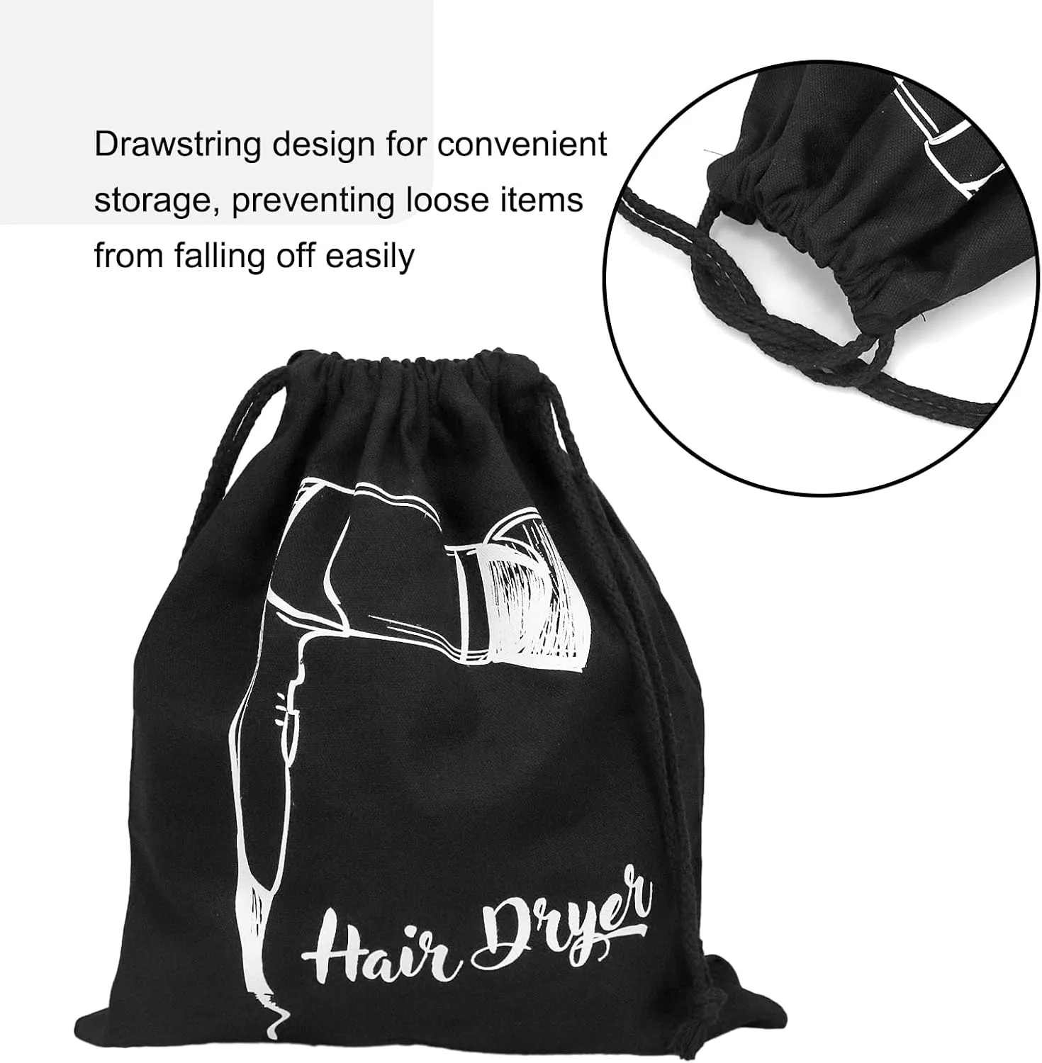 Hair Dryer Bags Bulk, Hairdryers Storage Drawstring Pouch, Blow Dryer Case Container Hairdryer and Styling Tools Accessories Bags for Hotel Home Travel Bathroom 13.7 x 11.8 in (16 PCS Black)