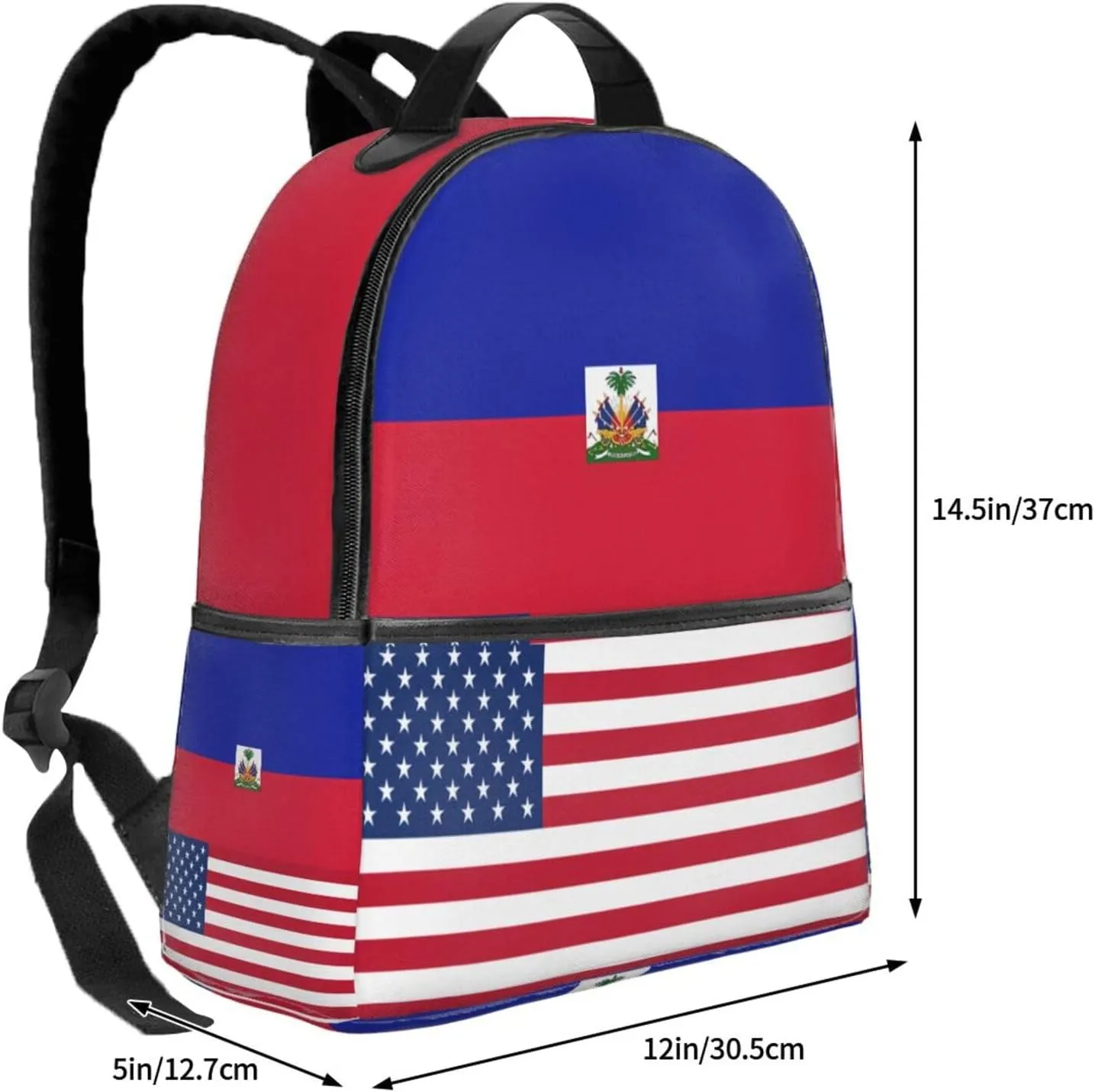 Haiti Haitian American Flag Casual Backpacks Laptop Backpack Carry-on Daypack Sports Travel Rucksack Lightweight Working Bag for Outdoor Hiking Cycling Walking