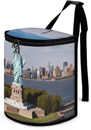 Hanging Car Garbage Storage Bag, Statue of Liberty in NYC Printed Large Capacity Car Garbage Bin, Used for Cleaning The Interior of Cars And RVs