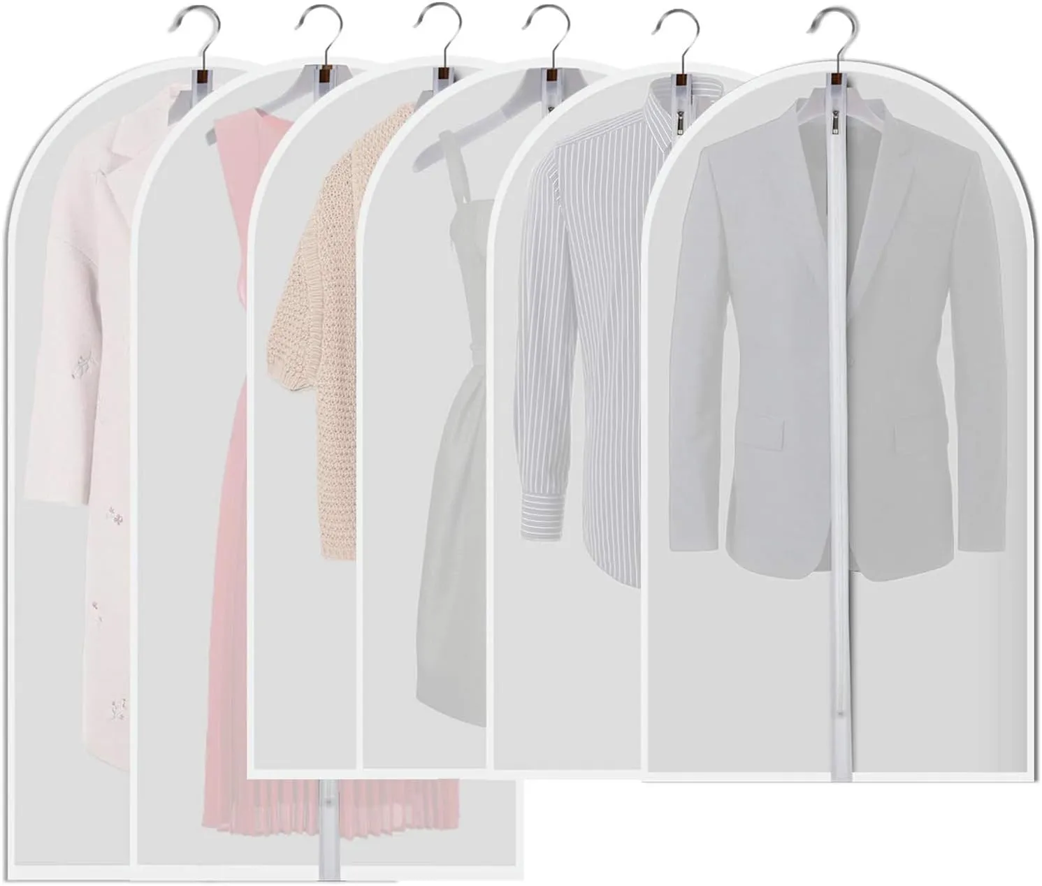 Hanging Garment Bags for Storage & Travel (Pack of 6) – 24”x43” (4 pcs) & 24”x54” (2 pcs) – Durable Suit Covers with Sturdy Zipper, Dust-Proof & Wrinkle-Free Clothing Protection