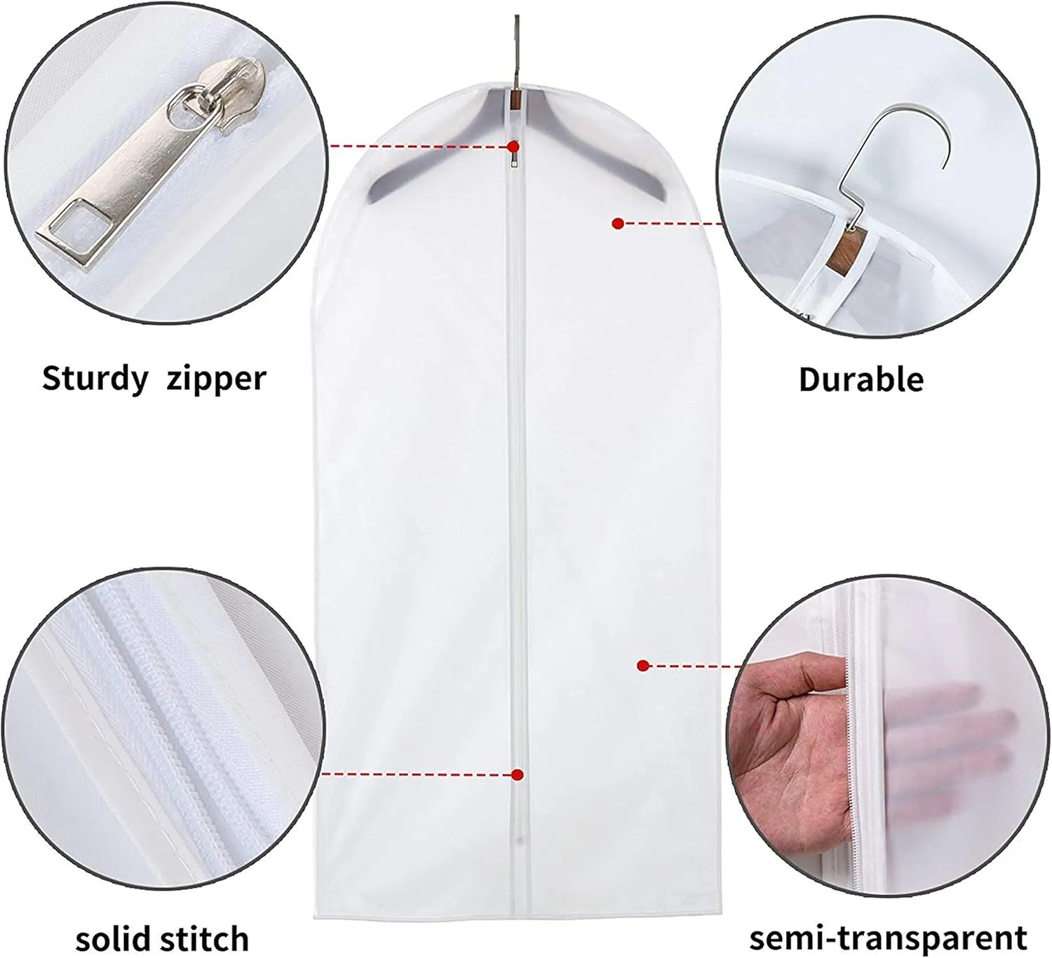 Hanging Garment Bags for Storage & Travel (Pack of 6) – 24”x43” (4 pcs) & 24”x54” (2 pcs) – Durable Suit Covers with Sturdy Zipper, Dust-Proof & Wrinkle-Free Clothing Protection