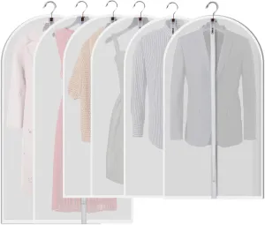 Hanging Garment Bags for Storage & Travel (Pack of 6) – 24”x43” (4 pcs) & 24”x54” (2 pcs) – Durable Suit Covers with Sturdy Zipper, Dust-Proof & Wrinkle-Free Clothing Protection