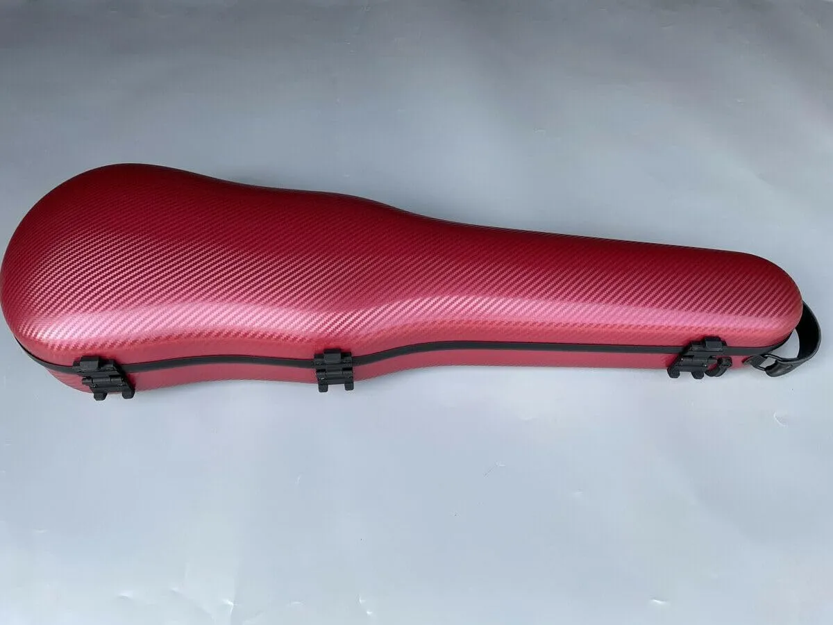 Hard Shell Carbon Fiber Violin Box - Anti-Scratch, Shaped Flight Case, Backpackable Travel Case (Rose)
