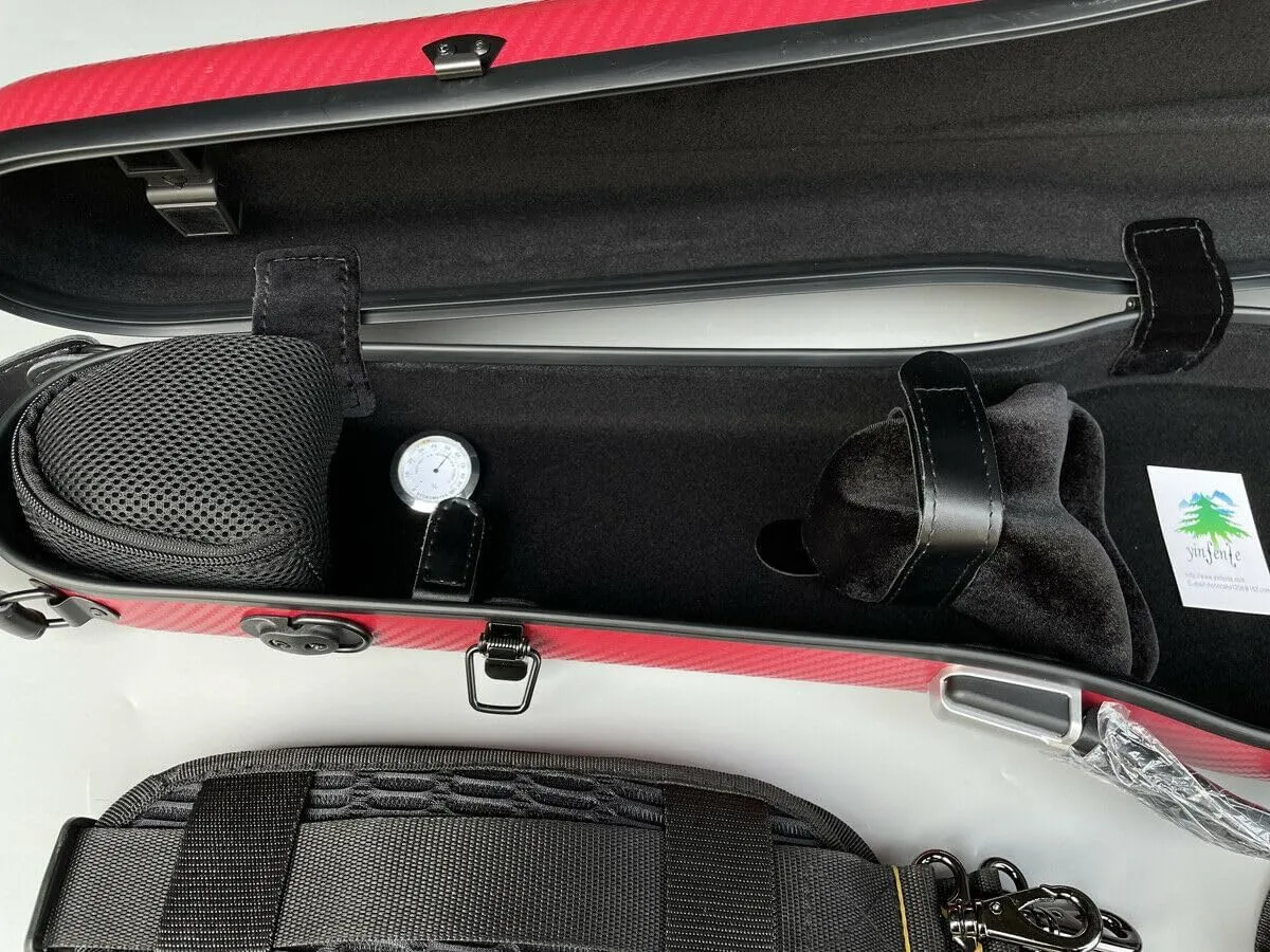 Hard Shell Carbon Fiber Violin Box - Anti-Scratch, Shaped Flight Case, Backpackable Travel Case (Rose)