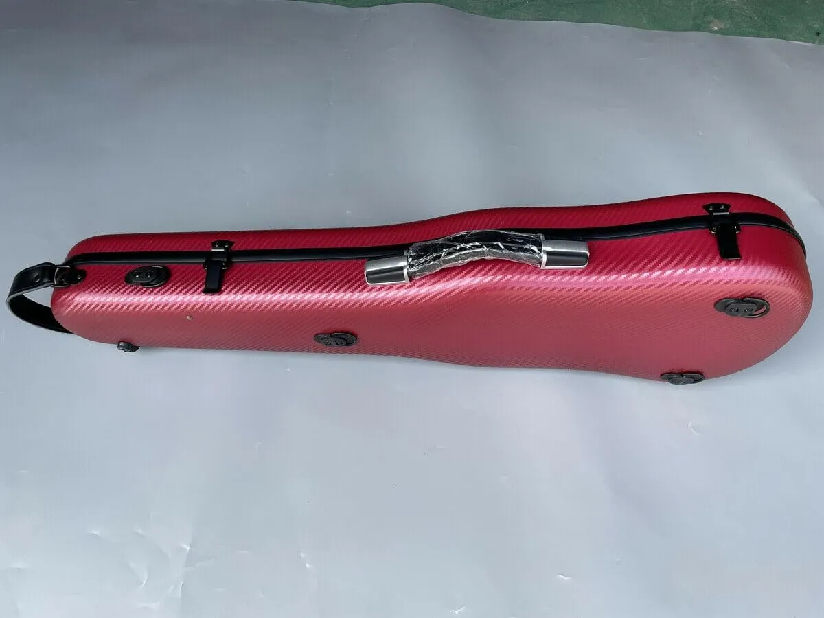 Hard Shell Carbon Fiber Violin Box - Anti-Scratch, Shaped Flight Case, Backpackable Travel Case (Rose)