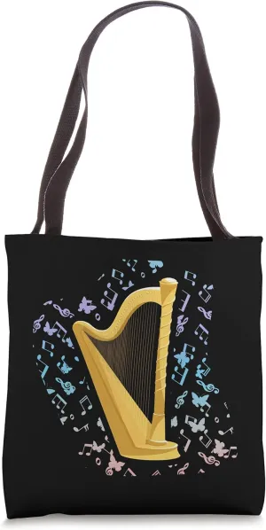 Harp Musical Orchestra Concert Gig Rhythm Tone Music String Tote Bag
