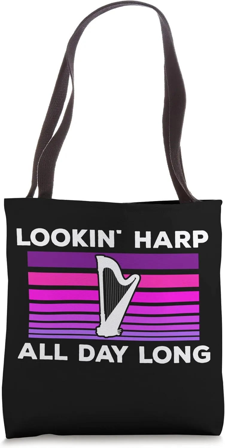 Harp Musician Looking Harp Musical Harpist Orchestra Tote Bag