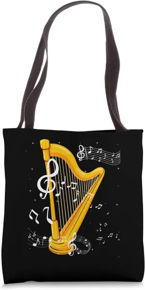 Harp Player Harpist Stringed Instrument Music Notes Musician Tote Bag