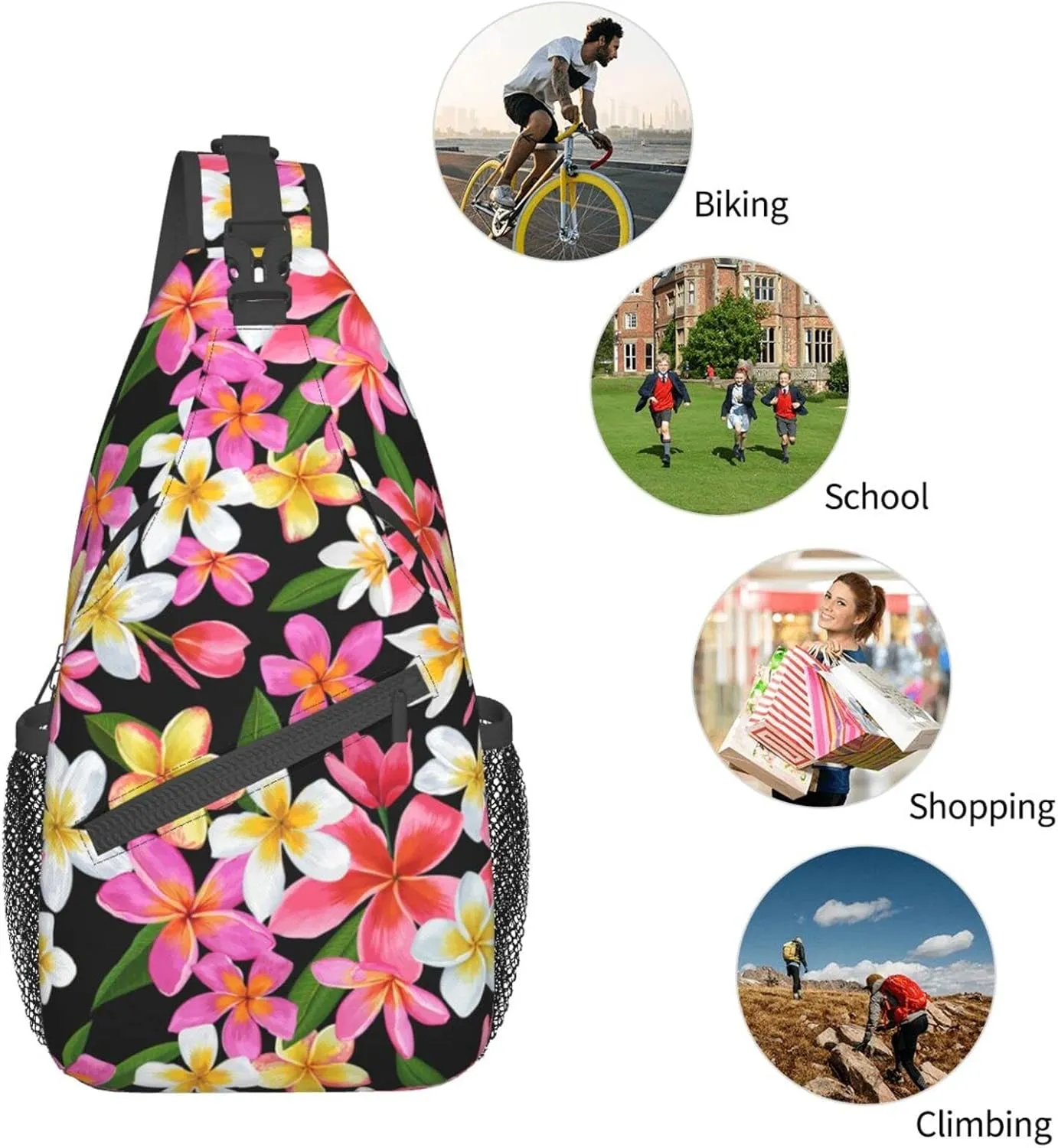 Hawaii Hawaiian Sling Bag,Multipurpose Crossbody Backpack Shoulder Chest Bag for Women Men Travel Hiking Daypack