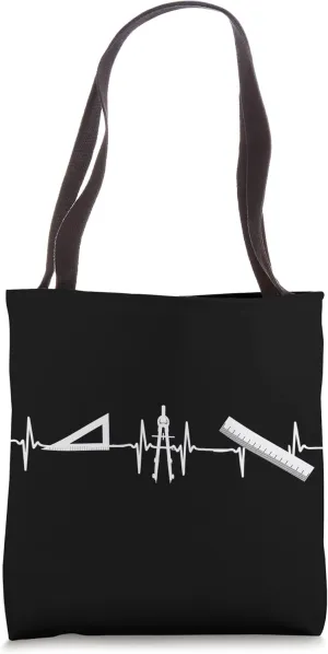 Heartbeat Compass Ruler | Student Engineer Architect Tote Bag