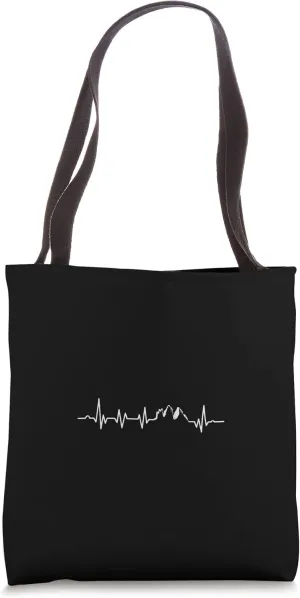 Heartbeat Mountain EKG Pulse Mountain Climbing Tote Bag