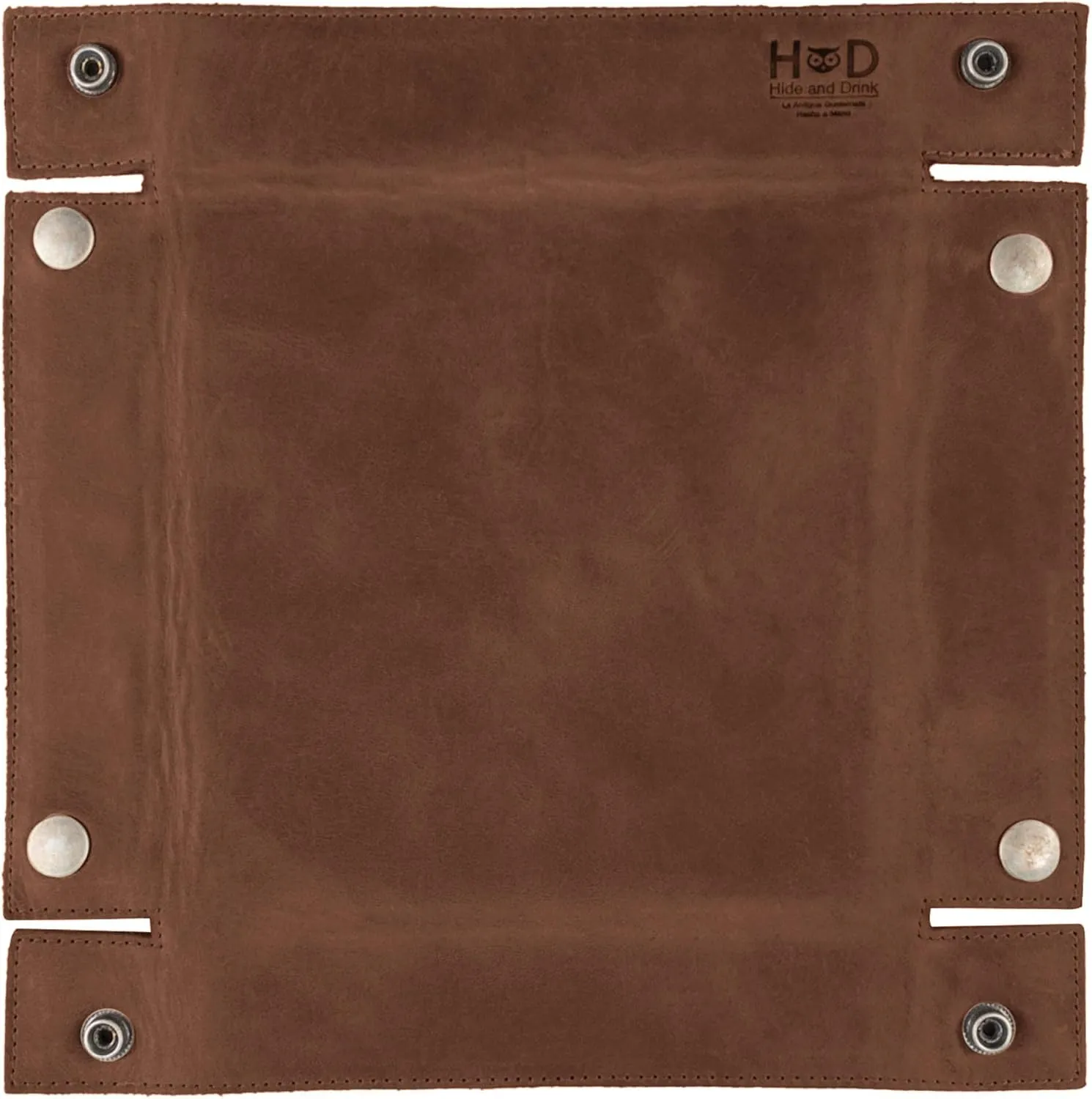 Hide & Drink, Leather Catchall Tray, Easy Access Organizer for Keys, Coins, Change, Jewelry, Watches, Smartphones, Durable, Vintage Style, Handmade :: Bourbon Brown