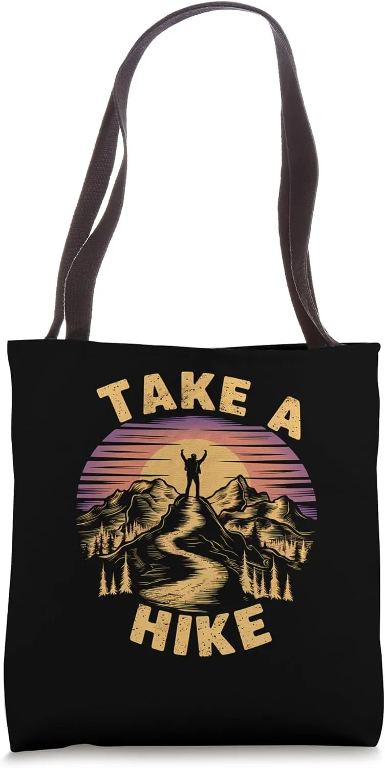 Hiking Hike Outdoor Adventure Sunset Mountains Hiking Lover Tote Bag