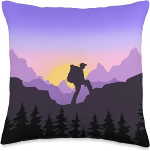 Hiking Hiker Nature Forest Mountain Climbing Throw Pillow, 16x16, Multicolor