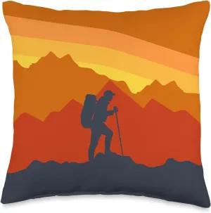 Hiking Hiker Nature Forest Mountain Climbing Throw Pillow, 16x16, Multicolor