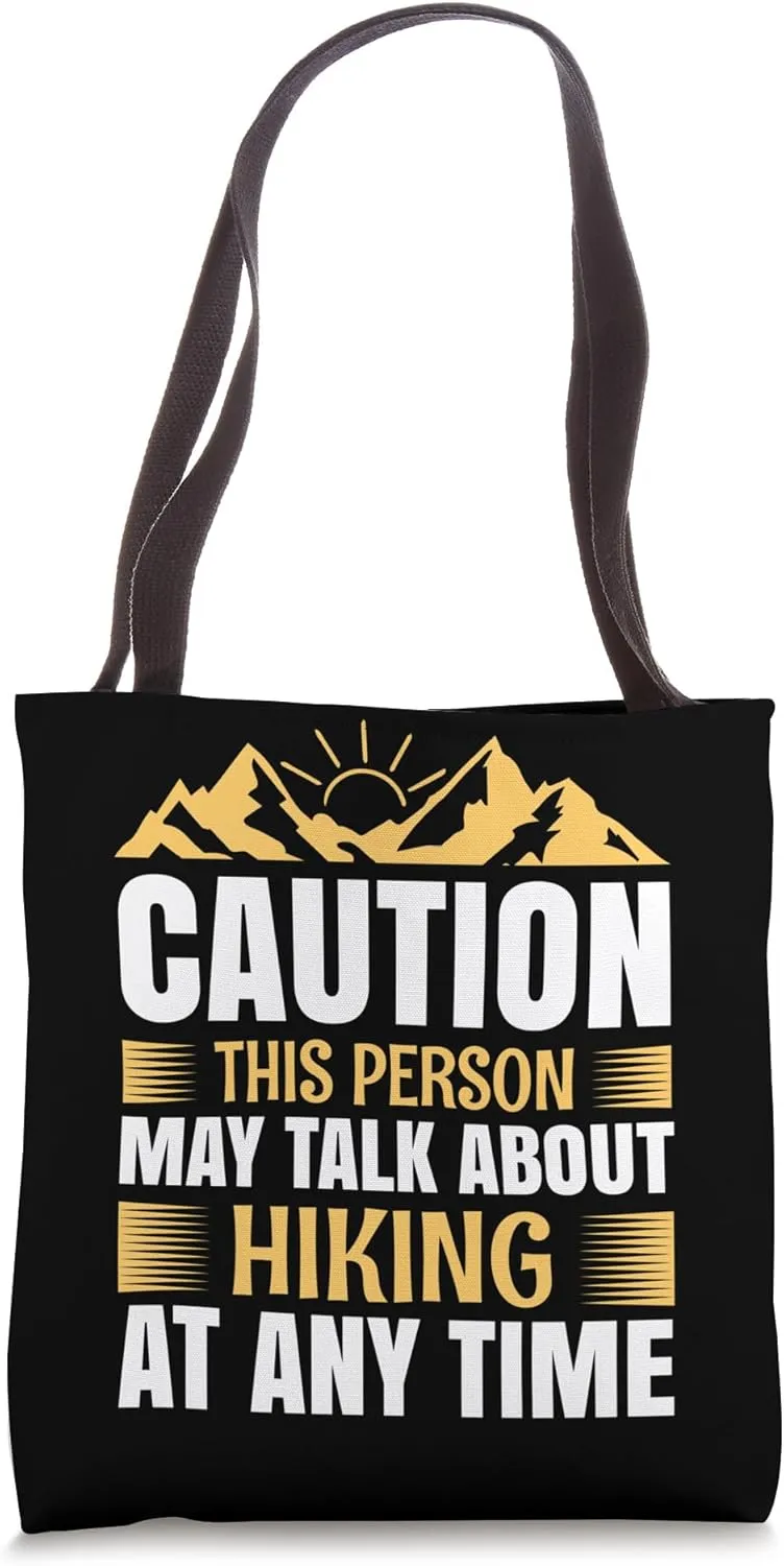 Hiking Saying, Mountain Lines, Alps Motif, Hiking. Tote Bag