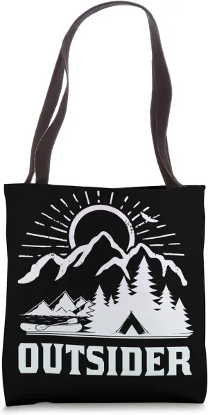 Hiking Saying, Mountain Lines, Alps Motif, Hiking. Tote Bag