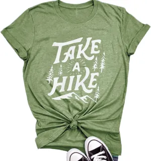 Hiking Shirt for Women Adventure Mountain Graphic Athletic Shirts Funny Hike More Worry Less Tee Tops