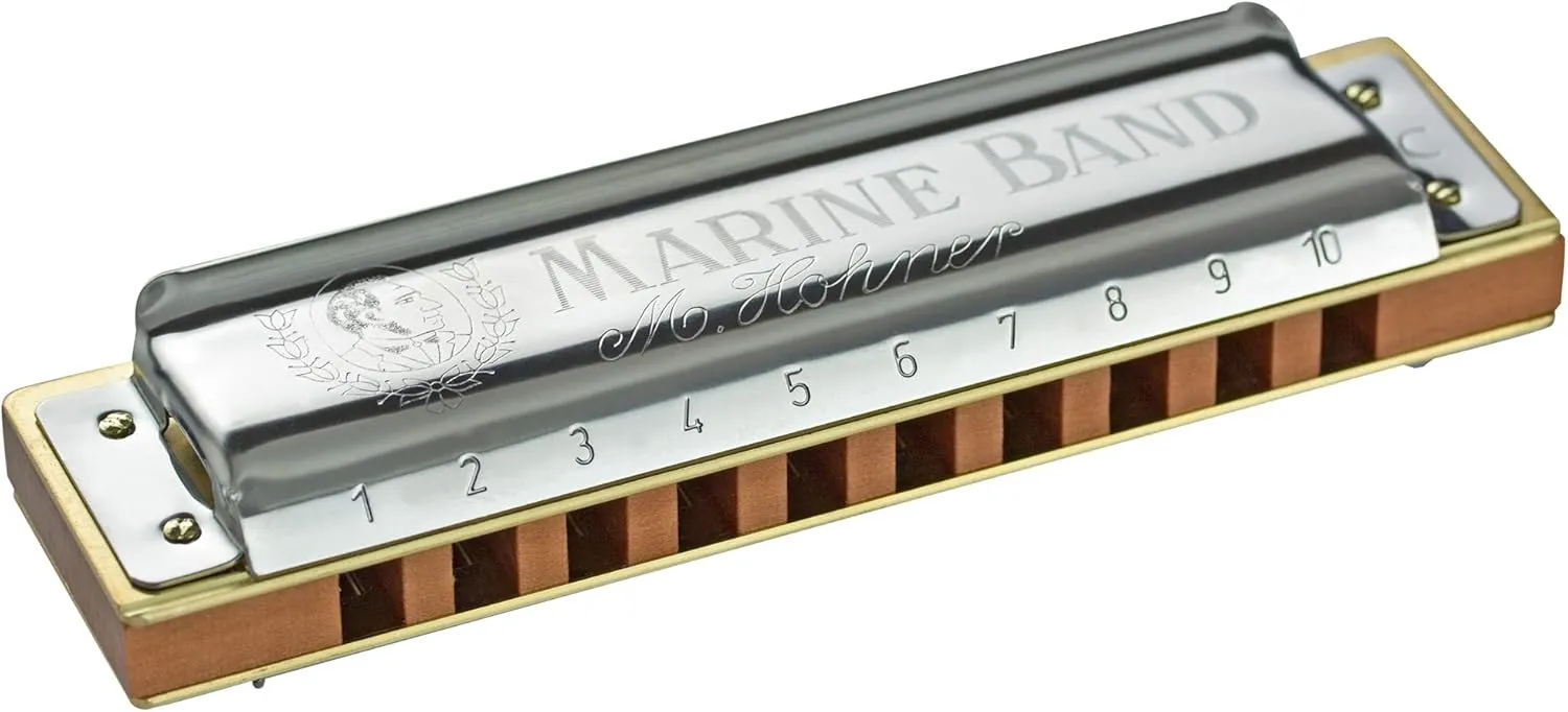 Hohner MBC Marine Band 1896 Harmonica - 5 Pack Bundle with Case, Zip Pouch, and Austin Bazaar Polishing Cloth