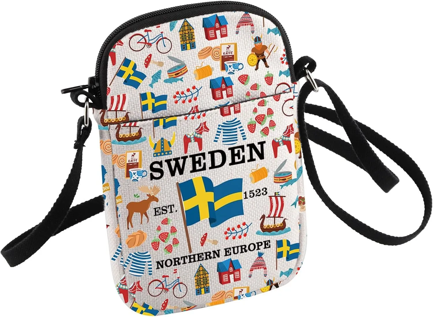 HOLLP Swedish Souvenir Crossbody Bag Swedish Mom Gift Sweden Travel Small Sling Bag Gift For Sweden Lovers