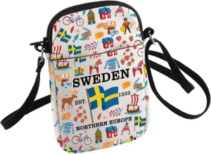 HOLLP Swedish Souvenir Crossbody Bag Swedish Mom Gift Sweden Travel Small Sling Bag Gift For Sweden Lovers
