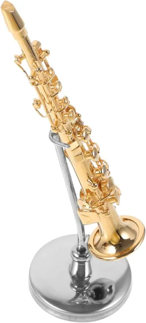 HOMSFOU Simulated Sax Miniature Miniature Saxophone Mini Alto Saxophone Model Tiny Musical Instrument Saxophone with Stand for Dollhouse Mini Saxophone Toy