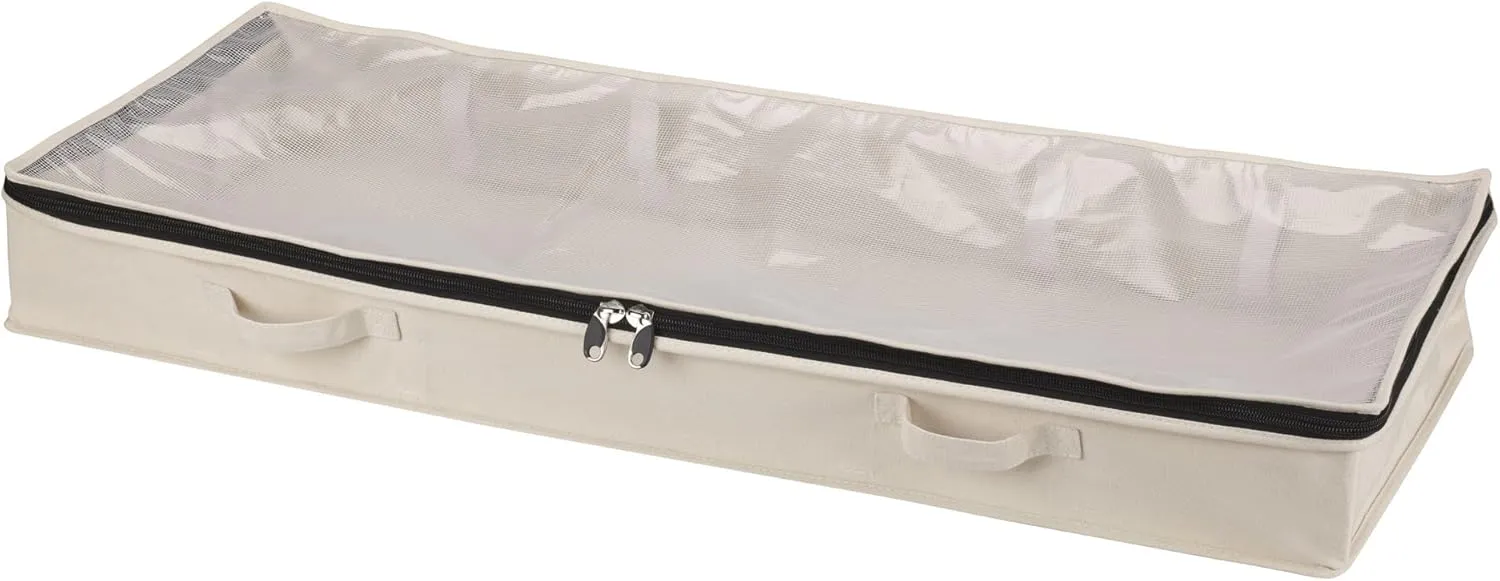 Household Essentials Cotton Canvas Under Bed Clothing and Linen Storage Bag | Natural