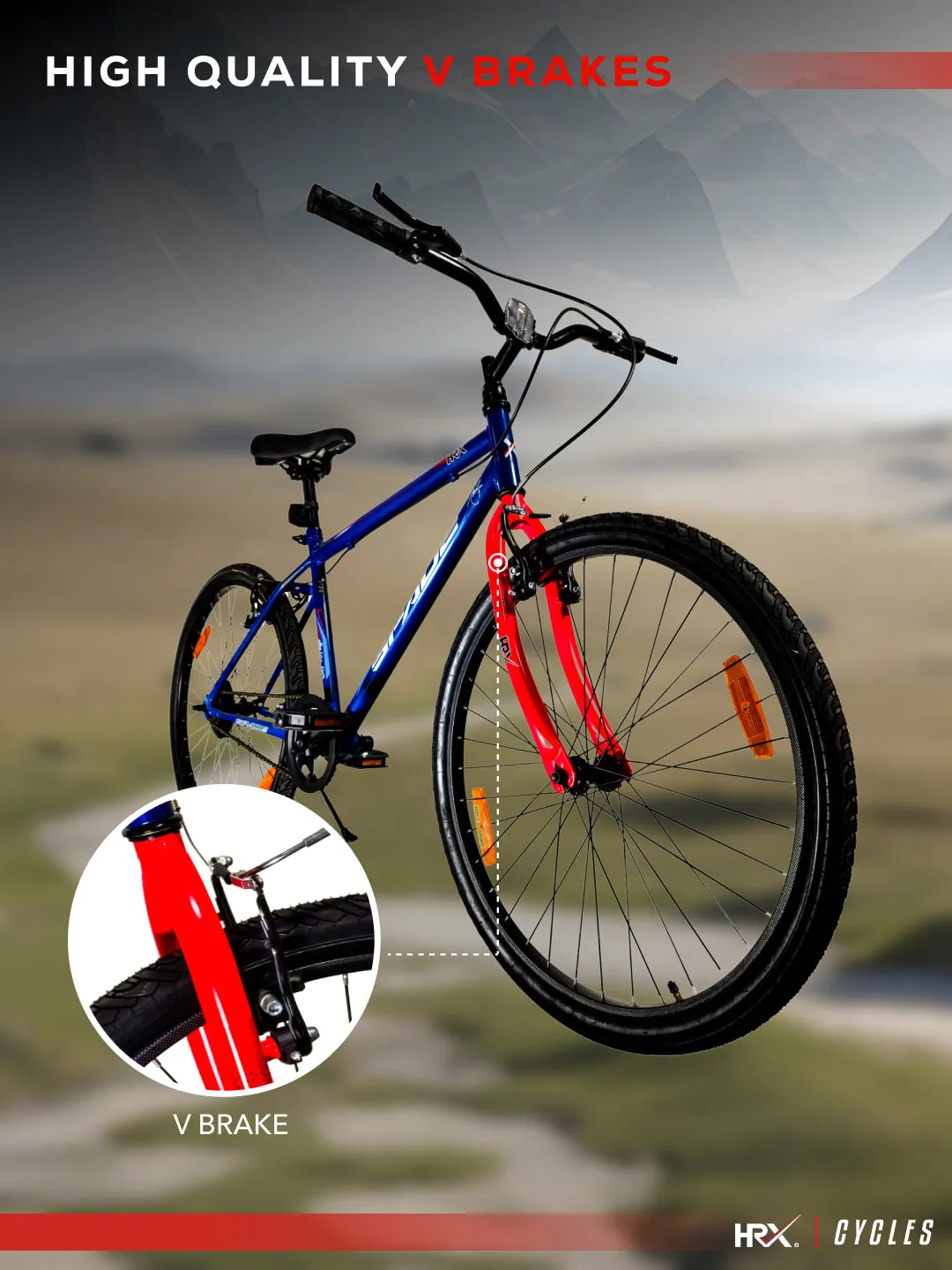 HRX Cycles by Hrithik Roshan SPADE26TBLUE Steel Single Speed 26 inch City Bike, Blue, Free Trainer Sessions and Cycling Event