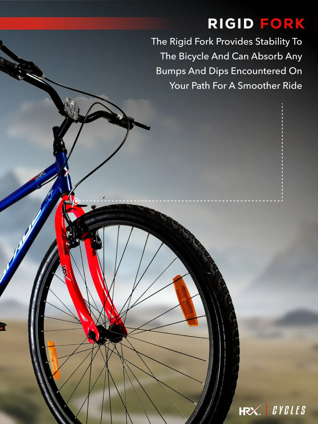 HRX Cycles by Hrithik Roshan SPADE26TBLUE Steel Single Speed 26 inch City Bike, Blue, Free Trainer Sessions and Cycling Event