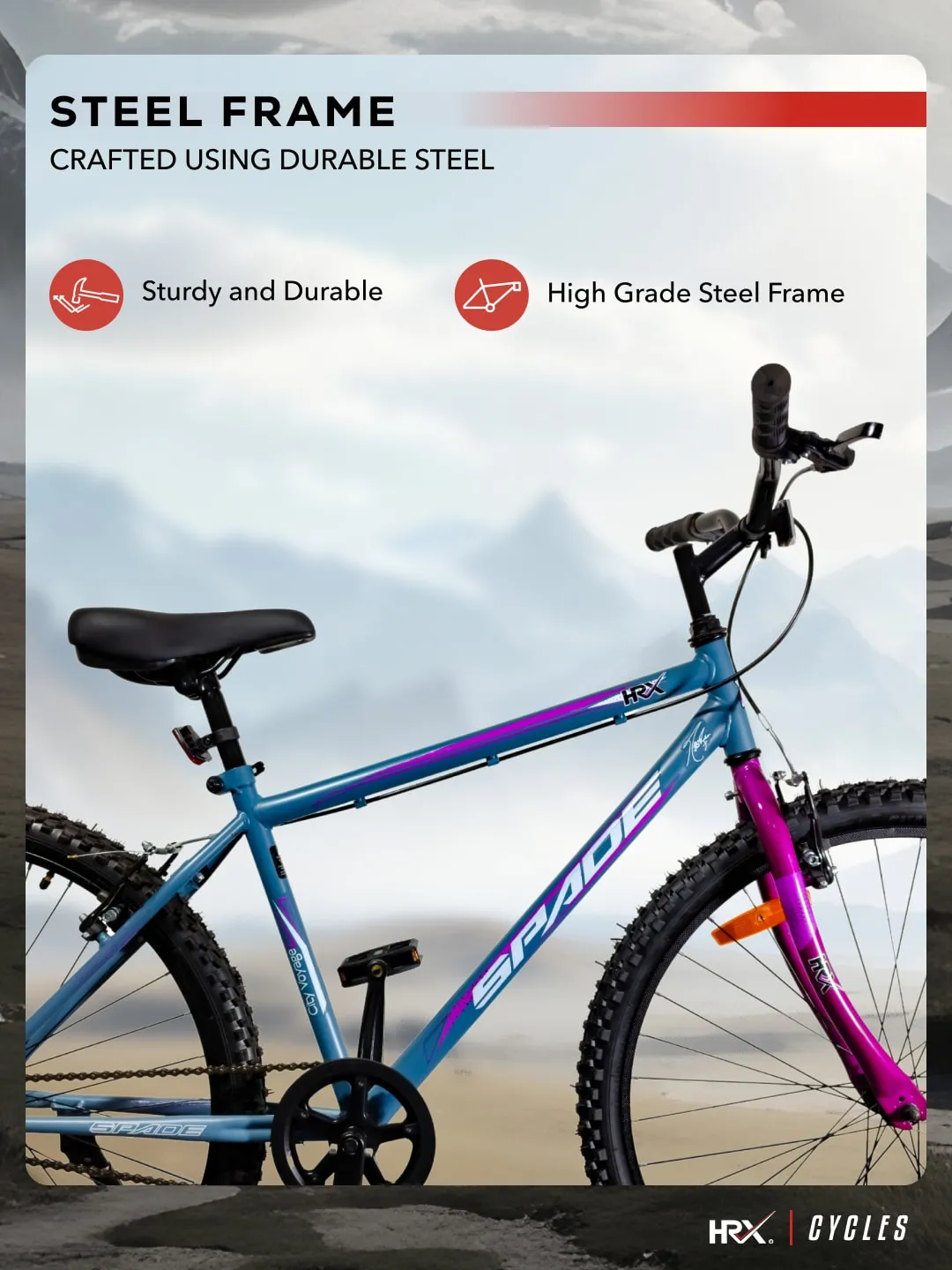 HRX Cycles by Hrithik Roshan SPADE27TGREY Steel Single Speed 27.5 inch City Bike, Grey, Free Trainer Sessions and Cycling Event
