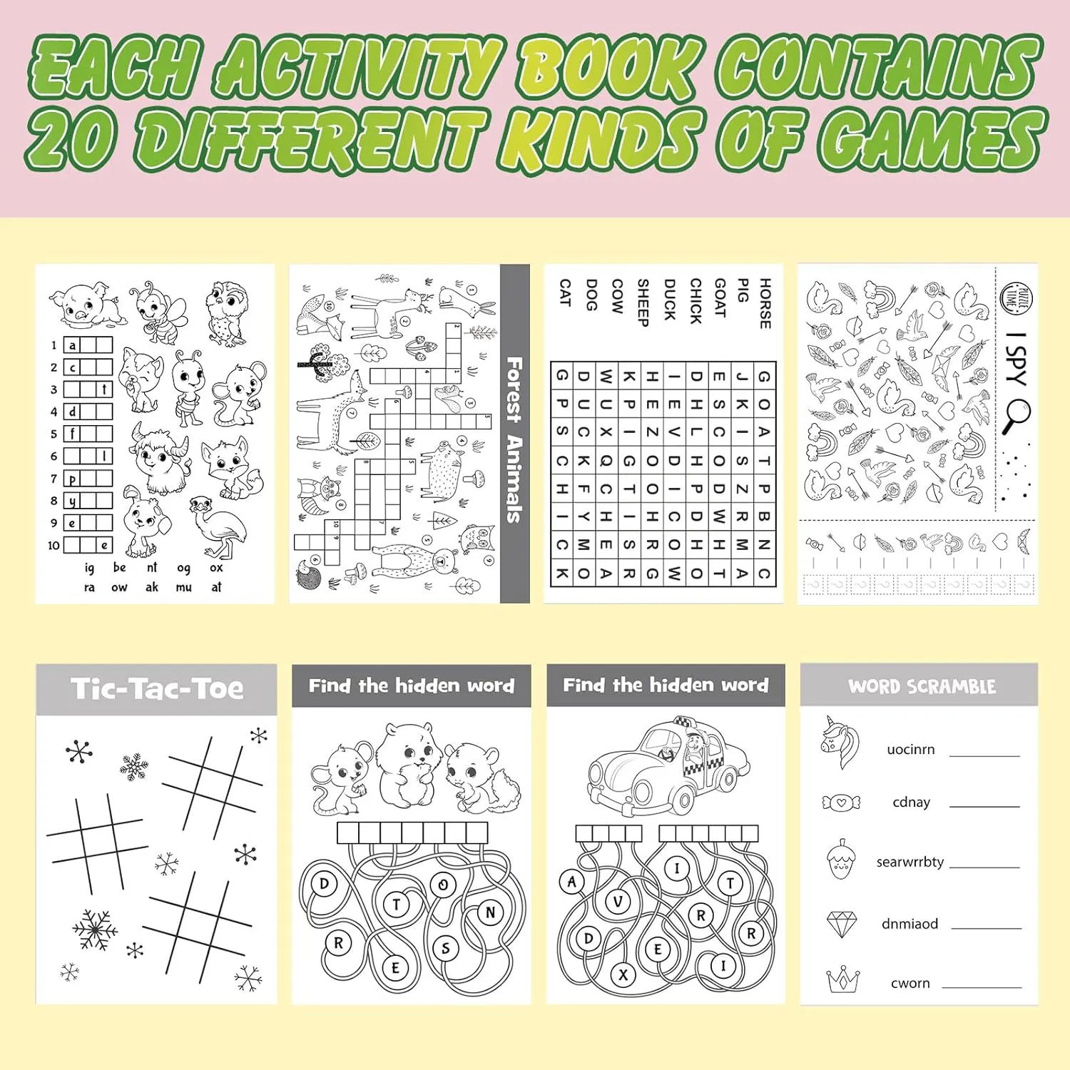 Hungdao 48 Pcs Mini Activity Books for Boys and Girls, Fun and Games, Challenging Activities Include Mazes, Word Scramble and More Bulk Gifts for Students Party Classroom Goodie Bag Stuffers