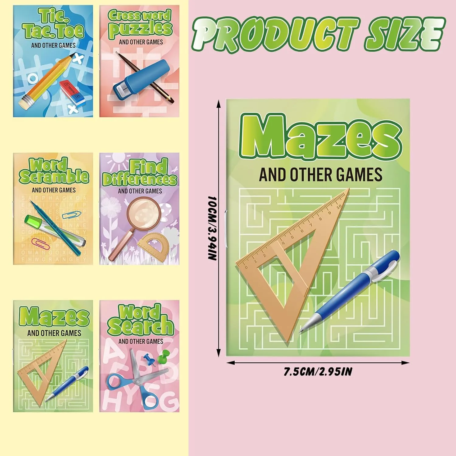 Hungdao 48 Pcs Mini Activity Books for Boys and Girls, Fun and Games, Challenging Activities Include Mazes, Word Scramble and More Bulk Gifts for Students Party Classroom Goodie Bag Stuffers