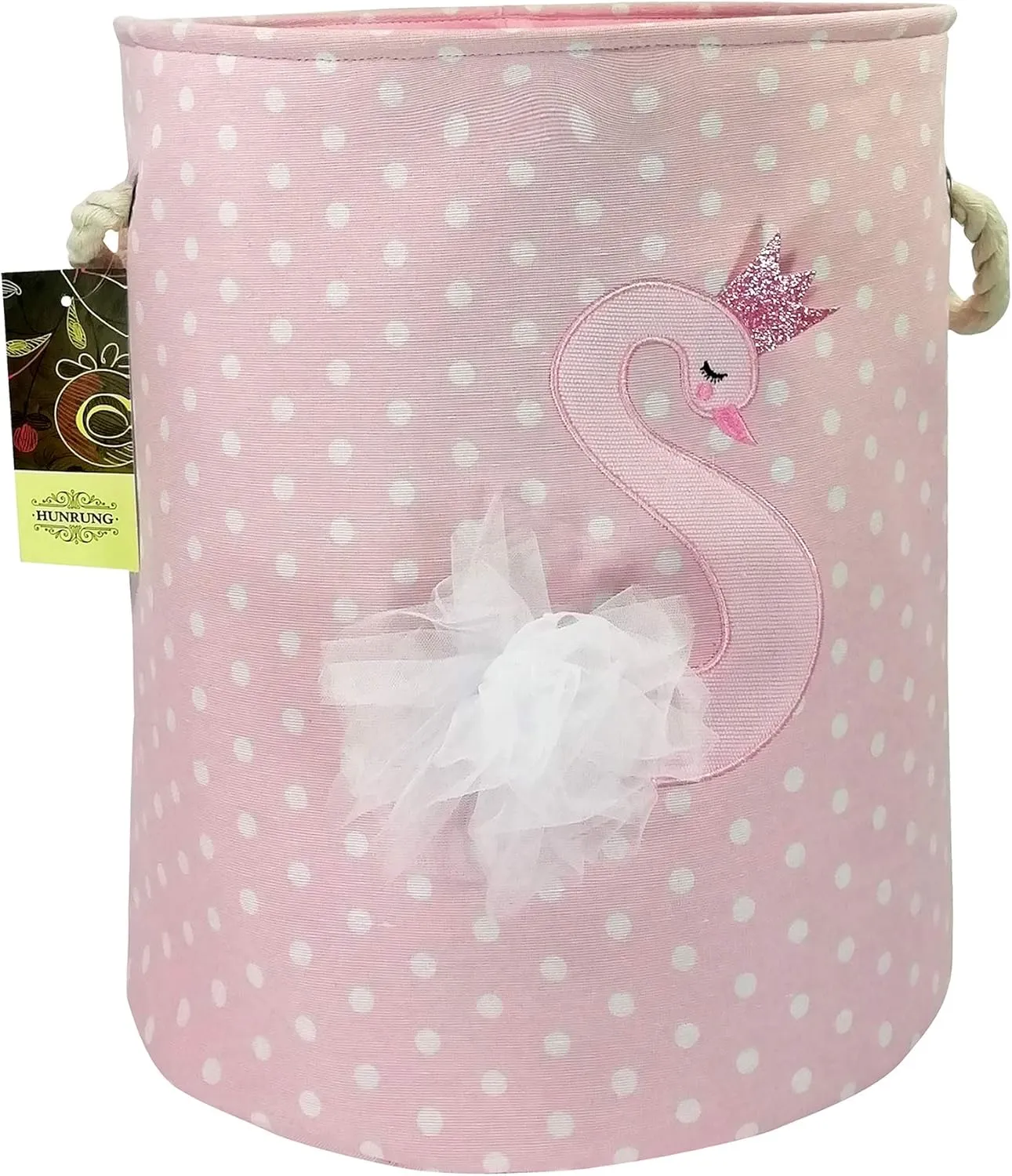 HUNRUNG Large Laundry Hamper,Cartoon Organizer Bin for Children Nursery,Toys,Laundry,Children Clothing,Gift Baskets (Swan)