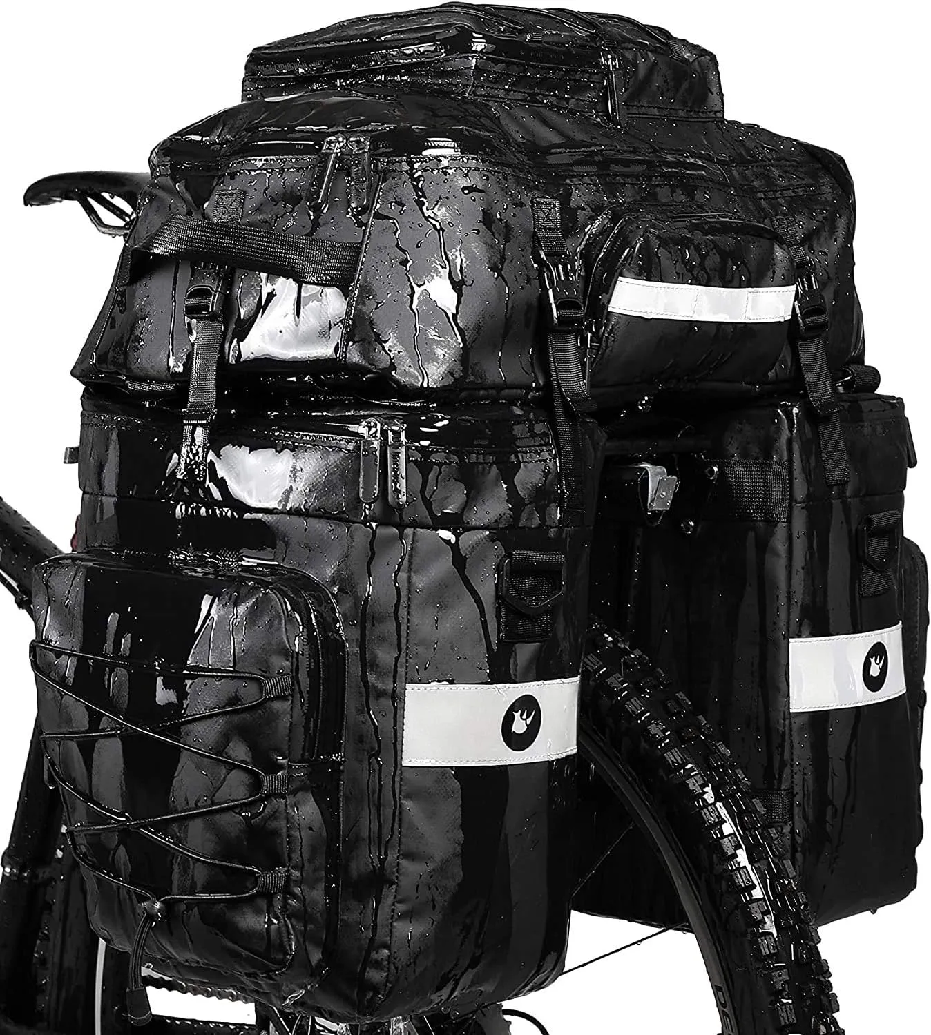 HUNTVP Bike Pannier Bag Bicycle Rear Rack Bag Waterproof - 3 in 1 Cycling Multi Function Rear Seat Bag with Rain Cover
