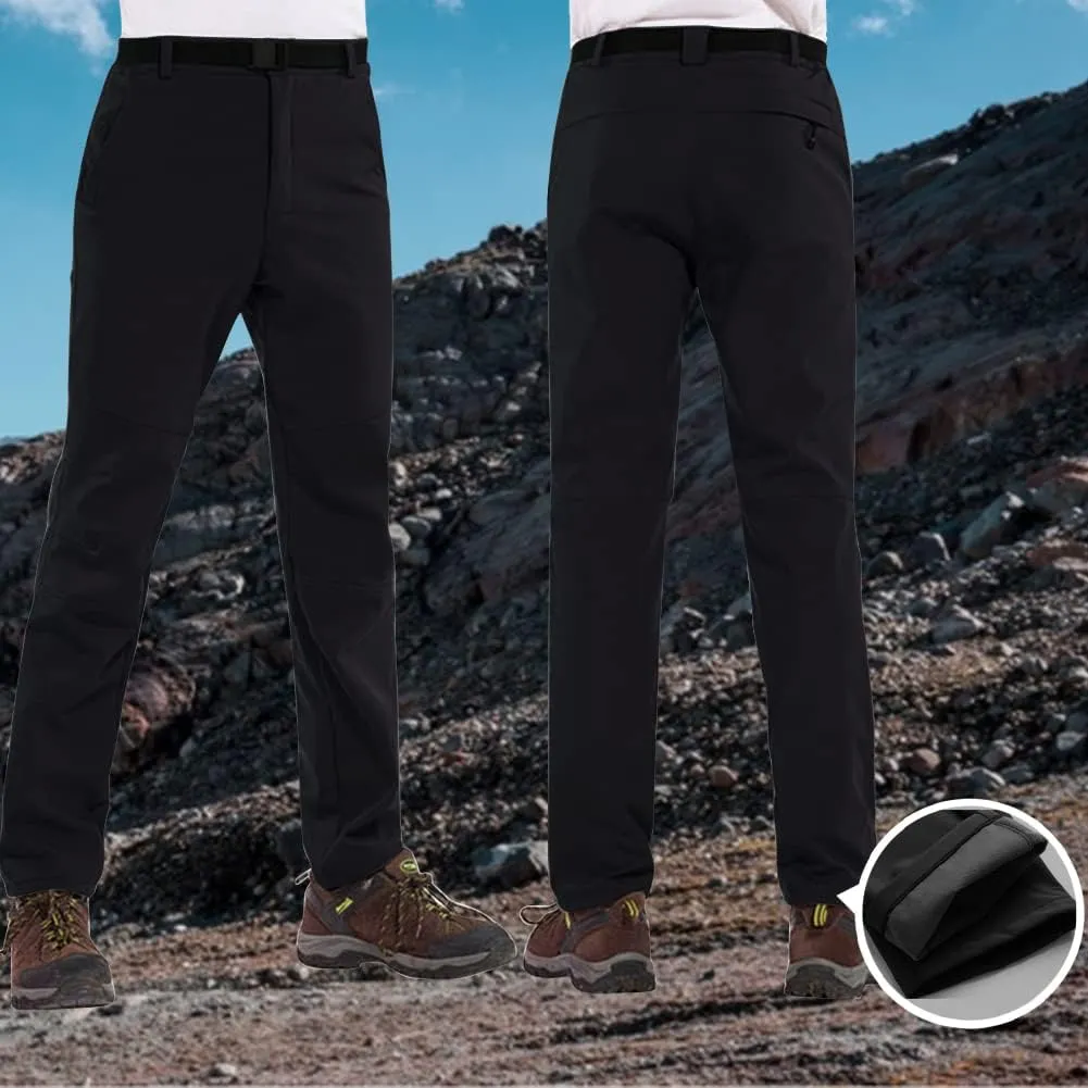 HYCOPROT Men's Snow Ski Pants Waterproof Fleece Lined Outdoor Hiking Pants with Belt