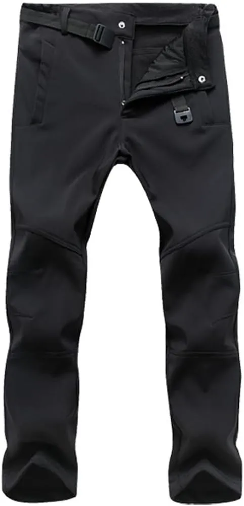 HYCOPROT Men's Snow Ski Pants Waterproof Fleece Lined Outdoor Hiking Pants with Belt