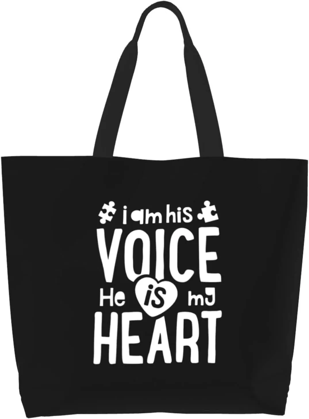 I Am His Voice He Is My Heart Women'S Lightweight Canvas Handbag Reusable Shopping Bag